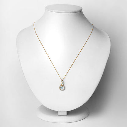 0.76 Carat Genuine Aquamarine and White Diamond 14K Yellow Gold Pendant by Bids.com