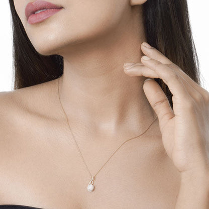 0.56 Carat Genuine Ethiopian Opal and White Diamond 14K Yellow Gold Pendant  DestGlow