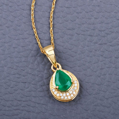 0.89 Carat Genuine Zambian Emerald and White Diamond 14K Yellow Gold Pendant by Bids.com