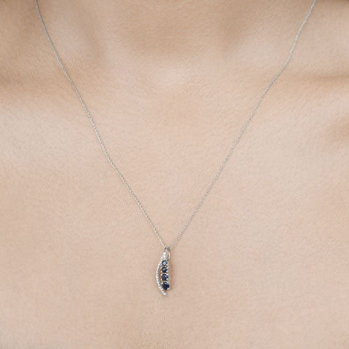 0.40 Carat Genuine Blue Sapphire and White Diamond 14K White Gold Pendant by Bids.com