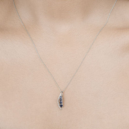 0.40 Carat Genuine Blue Sapphire and White Diamond 14K White Gold Pendant by Bids.com