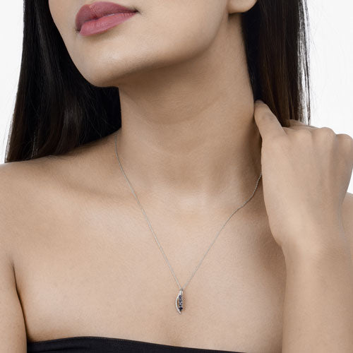 0.40 Carat Genuine Blue Sapphire and White Diamond 14K White Gold Pendant by Bids.com