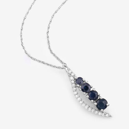 0.40 Carat Genuine Blue Sapphire and White Diamond 14K White Gold Pendant by Bids.com