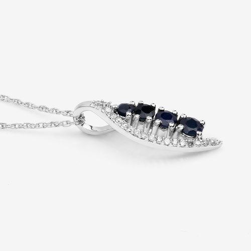0.40 Carat Genuine Blue Sapphire and White Diamond 14K White Gold Pendant by Bids.com