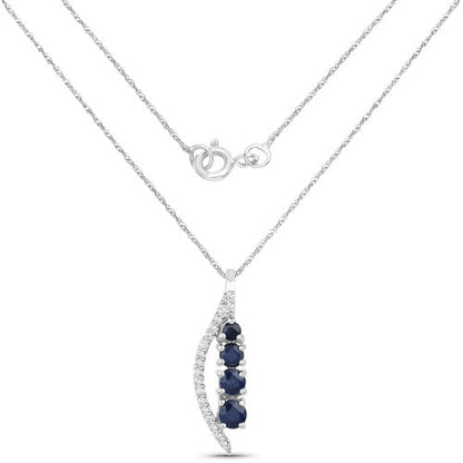 0.40 Carat Genuine Blue Sapphire and White Diamond 14K White Gold Pendant by Bids.com