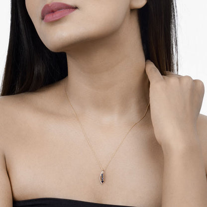 0.40 Carat Genuine Blue Sapphire and White Diamond 14K Yellow Gold Pendant by Bids.com