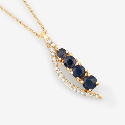 0.40 Carat Genuine Blue Sapphire and White Diamond 14K Yellow Gold Pendant by Bids.com