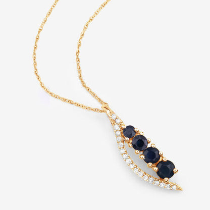 0.40 Carat Genuine Blue Sapphire and White Diamond 14K Yellow Gold Pendant by Bids.com