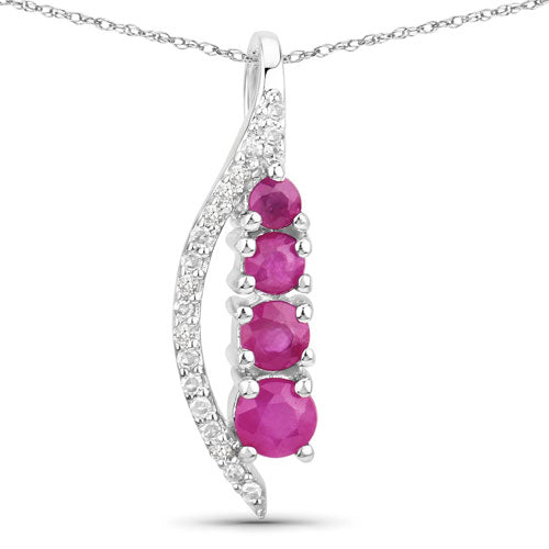 0.43 Carat Genuine Ruby and White Diamond 14K White Gold Pendant by Bids.com