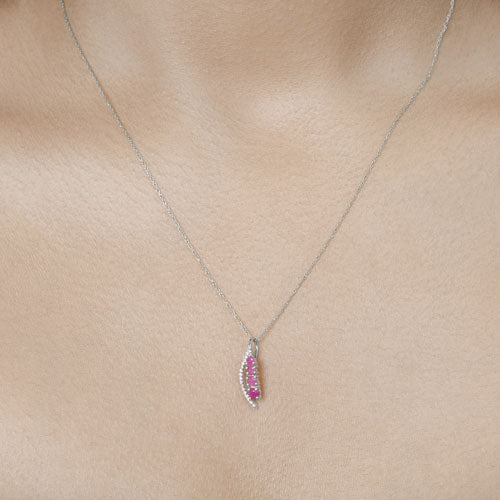0.43 Carat Genuine Ruby and White Diamond 14K White Gold Pendant by Bids.com