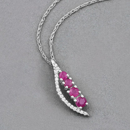 0.43 Carat Genuine Ruby and White Diamond 14K White Gold Pendant by Bids.com