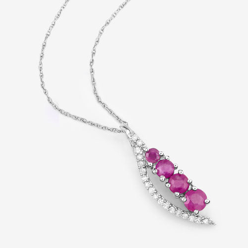 0.43 Carat Genuine Ruby and White Diamond 14K White Gold Pendant by Bids.com