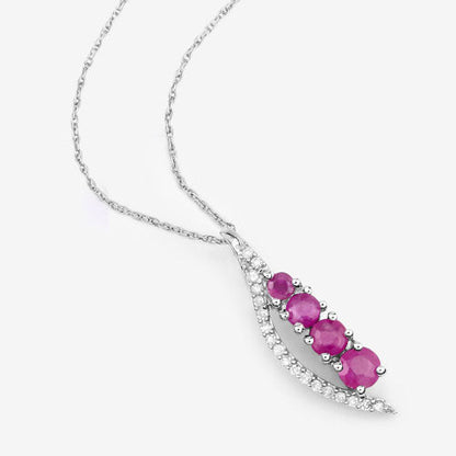 0.43 Carat Genuine Ruby and White Diamond 14K White Gold Pendant by Bids.com