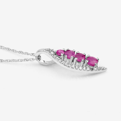 0.43 Carat Genuine Ruby and White Diamond 14K White Gold Pendant by Bids.com