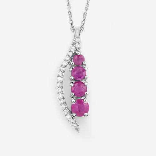 0.43 Carat Genuine Ruby and White Diamond 14K White Gold Pendant by Bids.com