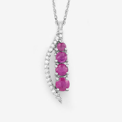 0.43 Carat Genuine Ruby and White Diamond 14K White Gold Pendant by Bids.com