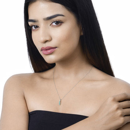 0.34 Carat Genuine Zambian Emerald and White Diamond 14K White Gold Pendant by Bids.com