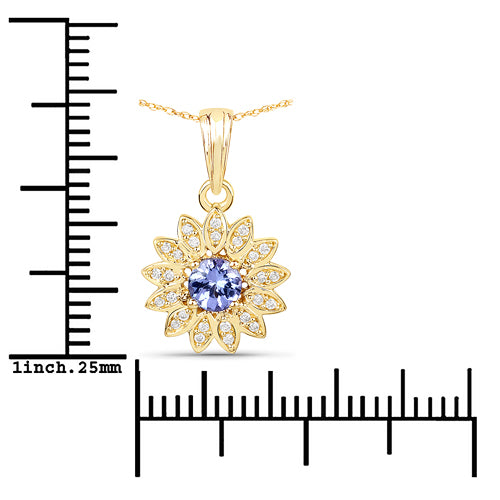 0.31 Carat Genuine Tanzanite and White Diamond 14K Yellow Gold Pendant by Bids.com