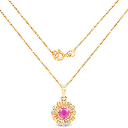 0.59 Carat Genuine Ruby and White Diamond 14K Yellow Gold Pendant by Bids.com
