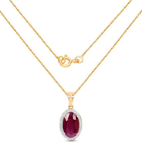 6.40 Carat Genuine Ruby and White Diamond 14K Yellow Gold Pendant by Bids.com