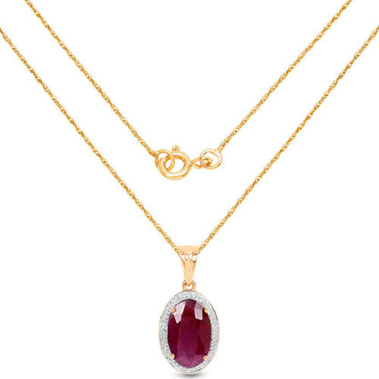 6.40 Carat Genuine Ruby and White Diamond 14K Yellow Gold Pendant by Bids.com