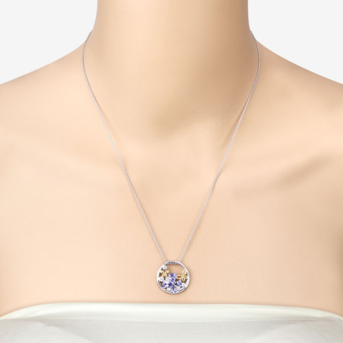 1.33 Carat Genuine Tanzanite and White Topaz .925 Sterling Silver Pendant by Bids.com