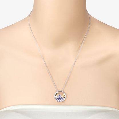 1.33 Carat Genuine Tanzanite and White Topaz .925 Sterling Silver Pendant by Bids.com