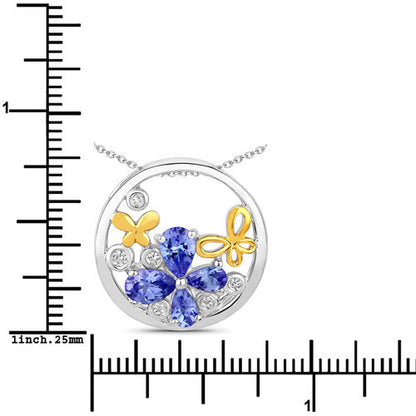 1.33 Carat Genuine Tanzanite and White Topaz .925 Sterling Silver Pendant by Bids.com