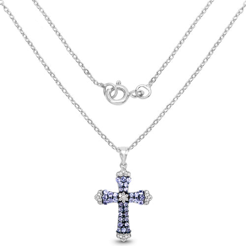 1.84 Carat Genuine Tanzanite and White Zircon .925 Sterling Silver Pendant by Bids.com
