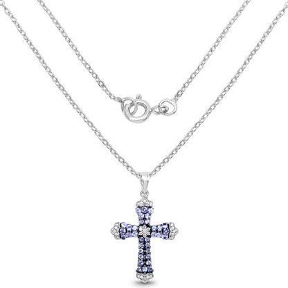 1.84 Carat Genuine Tanzanite and White Zircon .925 Sterling Silver Pendant by Bids.com