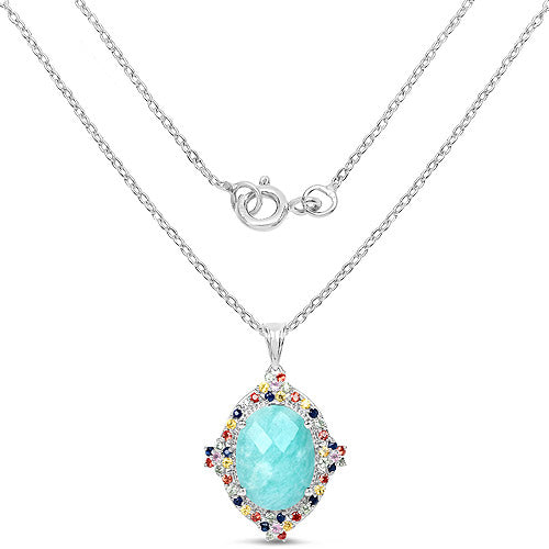 18.50 Carat Genuine Multi Stone .925 Sterling Silver Pendant by Bids.com