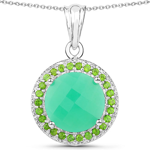 5.32 Carat Genuine Crysopharse and Chrome Diopside .925 Sterling Silver Pendant by Bids.com