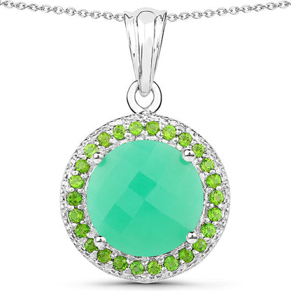 5.32 Carat Genuine Crysopharse and Chrome Diopside .925 Sterling Silver Pendant by Bids.com