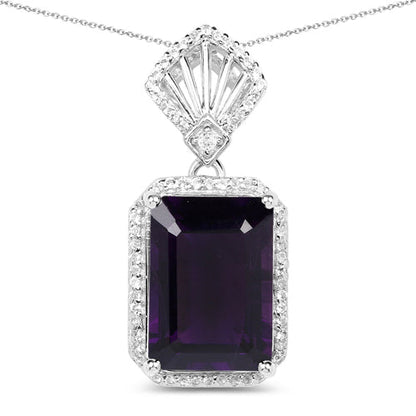 7.37 Carat Genuine Amethyst and White Zircon .925 Sterling Silver Pendant by Bids.com