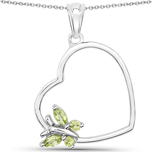 0.21 Carat Genuine Peridot .925 Sterling Silver Pendant  DestGlow