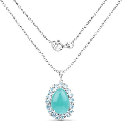 13.28 Carat Genuine Amazonite, Blue Topaz And White Topaz .925 Sterling Silver Pendant by Bids.com