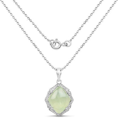 7.49 Carat Genuine Prehnite And White Topaz .925 Sterling Silver Pendant by Bids.com