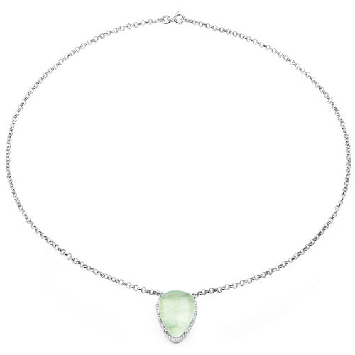 10.77 Carat Genuine Prehnite And White Topaz .925 Sterling Silver Pendant by Bids.com