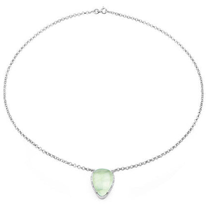 10.77 Carat Genuine Prehnite And White Topaz .925 Sterling Silver Pendant by Bids.com