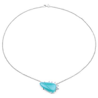 13.41 Carat Genuine Amazonite And White Topaz .925 Sterling Silver Pendant by Bids.com
