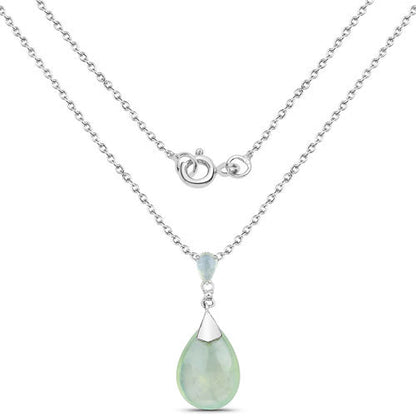 11.92 Carat Genuine Prehnite .925 Sterling Silver Pendant  DestGlow