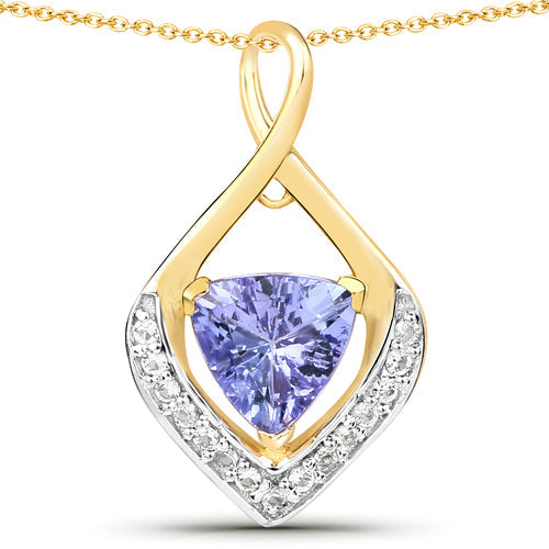 0.96 Carat Genuine Tanzanite and White Topaz .925 Sterling Silver Pendant by Bids.com