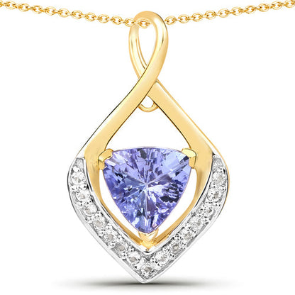 0.96 Carat Genuine Tanzanite and White Topaz .925 Sterling Silver Pendant by Bids.com