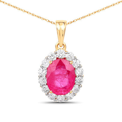 2.56 Carat Genuine Burma Ruby and White Diamond 18K Yellow Gold Pendant by Bids.com