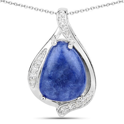 2.39 Carat Genuine Blue Aventurine and White Topaz .925 Sterling Silver Pendant by Bids.com