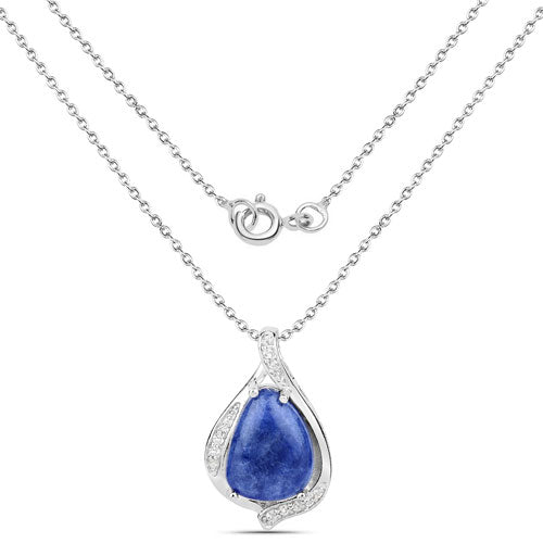 2.39 Carat Genuine Blue Aventurine and White Topaz .925 Sterling Silver Pendant by Bids.com
