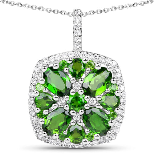 3.25 Carat Genuine Chrome Diopside and White Zircon .925 Sterling Silver Pendant by Bids.com