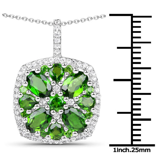 3.25 Carat Genuine Chrome Diopside and White Zircon .925 Sterling Silver Pendant by Bids.com