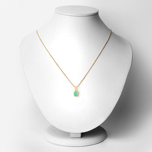 18K Yellow Gold Plated 0.67 Carat Genuine Emerald and White Topaz .925 Sterling Silver Pendant  DestGlow