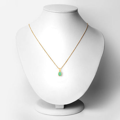 18K Yellow Gold Plated 0.67 Carat Genuine Emerald and White Topaz .925 Sterling Silver Pendant  DestGlow